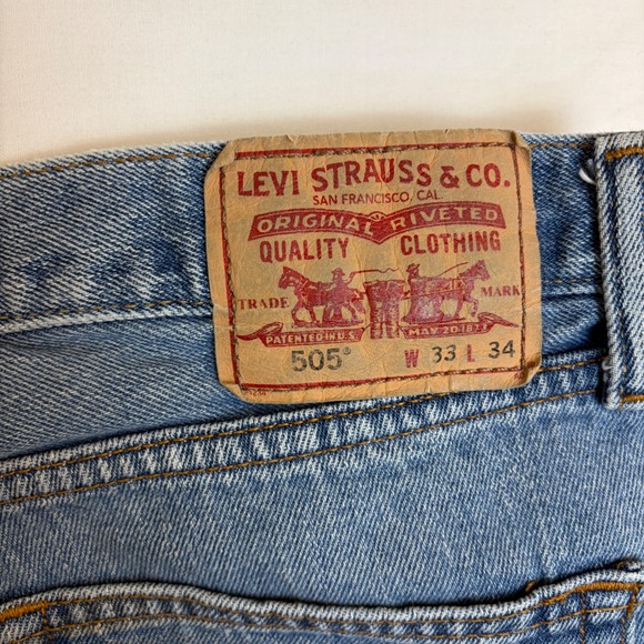 Levis 505 Straight Fit Jeans Lot Bundle 2 Mens 33x34 Blue Black Denim Y2K - Picture 13 of 16